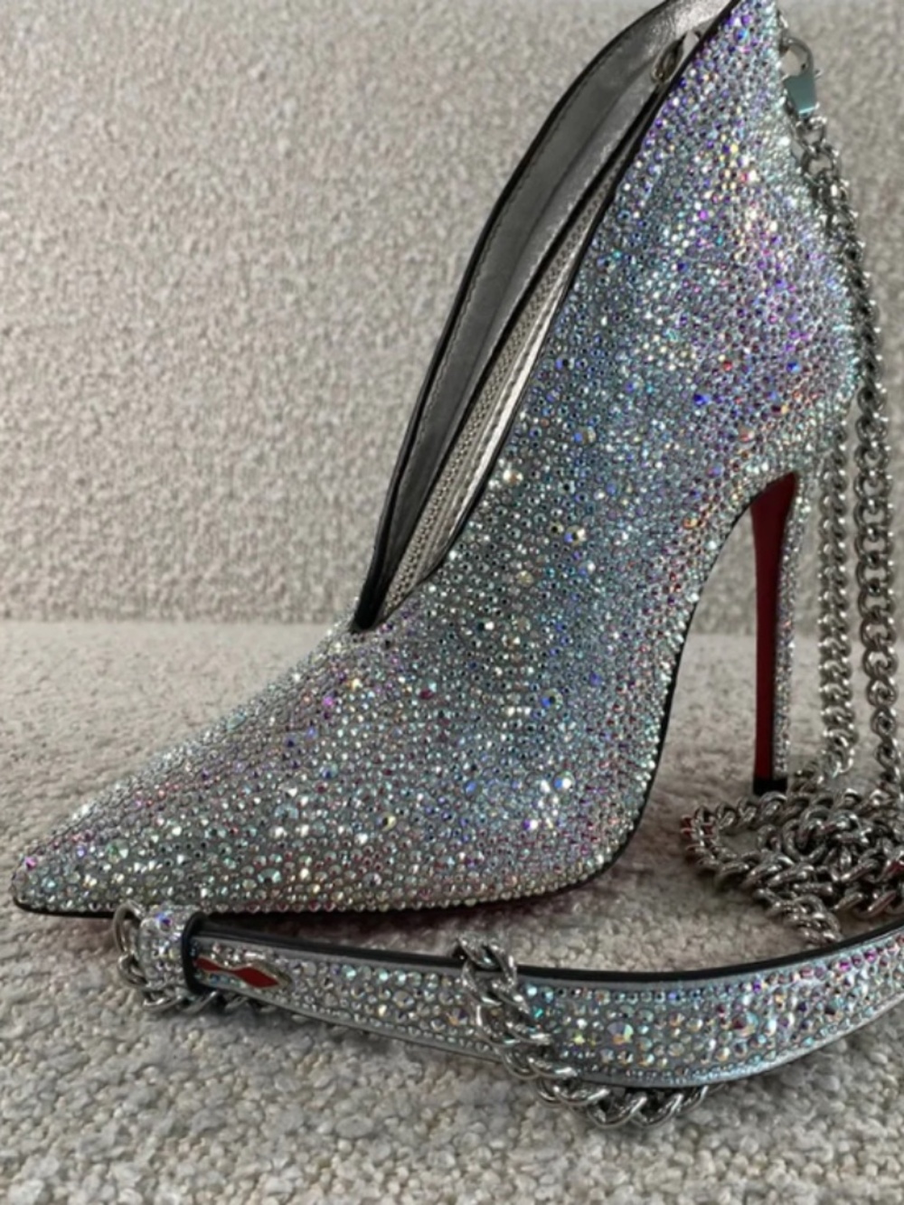 Authentic Pre-Owned Christian Louboutin Shimmery Red Sole Pump-Shaped Clutch Bag